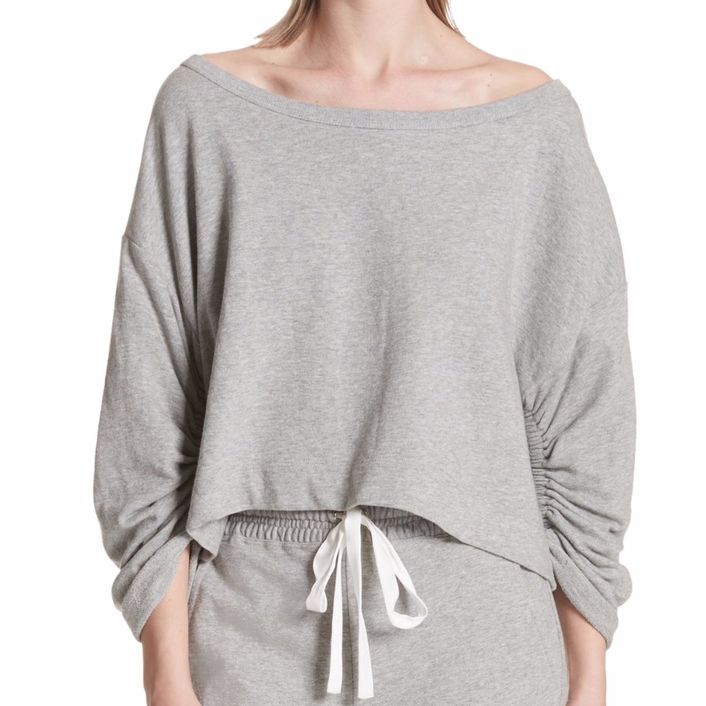 NWT $195 A.L.C. Ember Ruched Sleeve Sweatshirt in Gray - size XS!
